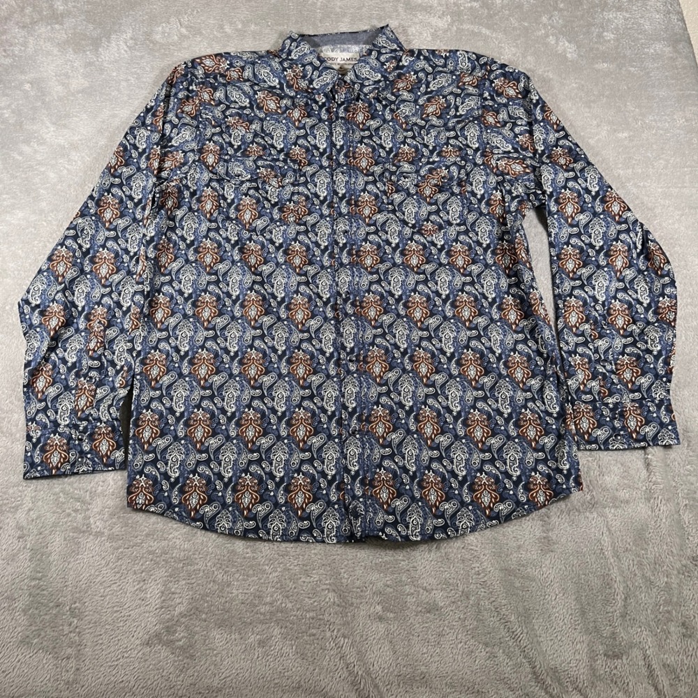 Cody James Button‎ Up Shirt Mens XL Blue Paisley Snap Buttons Cowboy Western